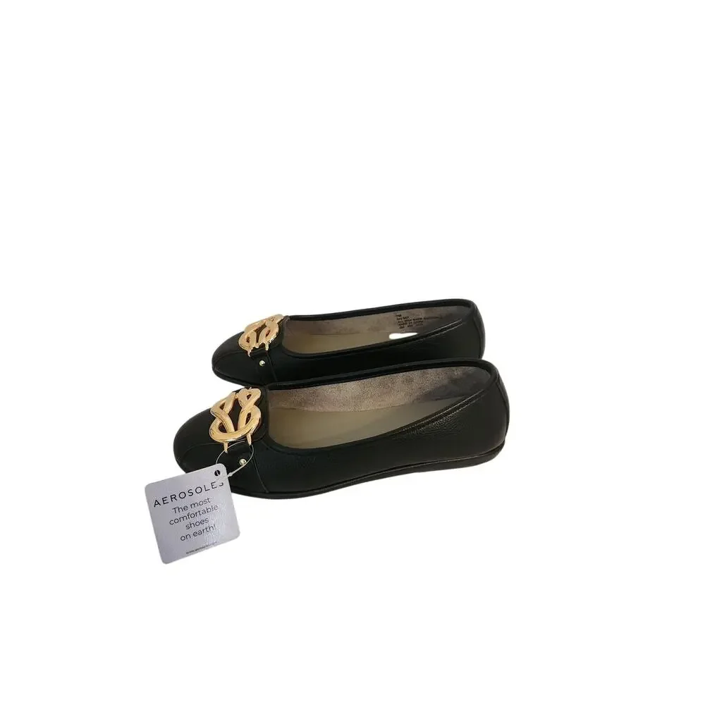 New Aerosoles Big Bet Flats Memory Foam Black 7M